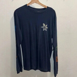 Roark Xerox Floral Long Sleeve Premium Tee - Blue - Size Small